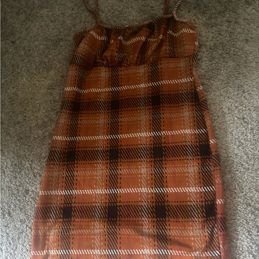 Orange Sleeveless Spaghetti Strap Slip Midi Dress
